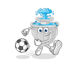 water fountain kicking the ball cartoon. cartoon mascot vector