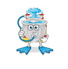 water fountain diver cartoon. cartoon mascot vector