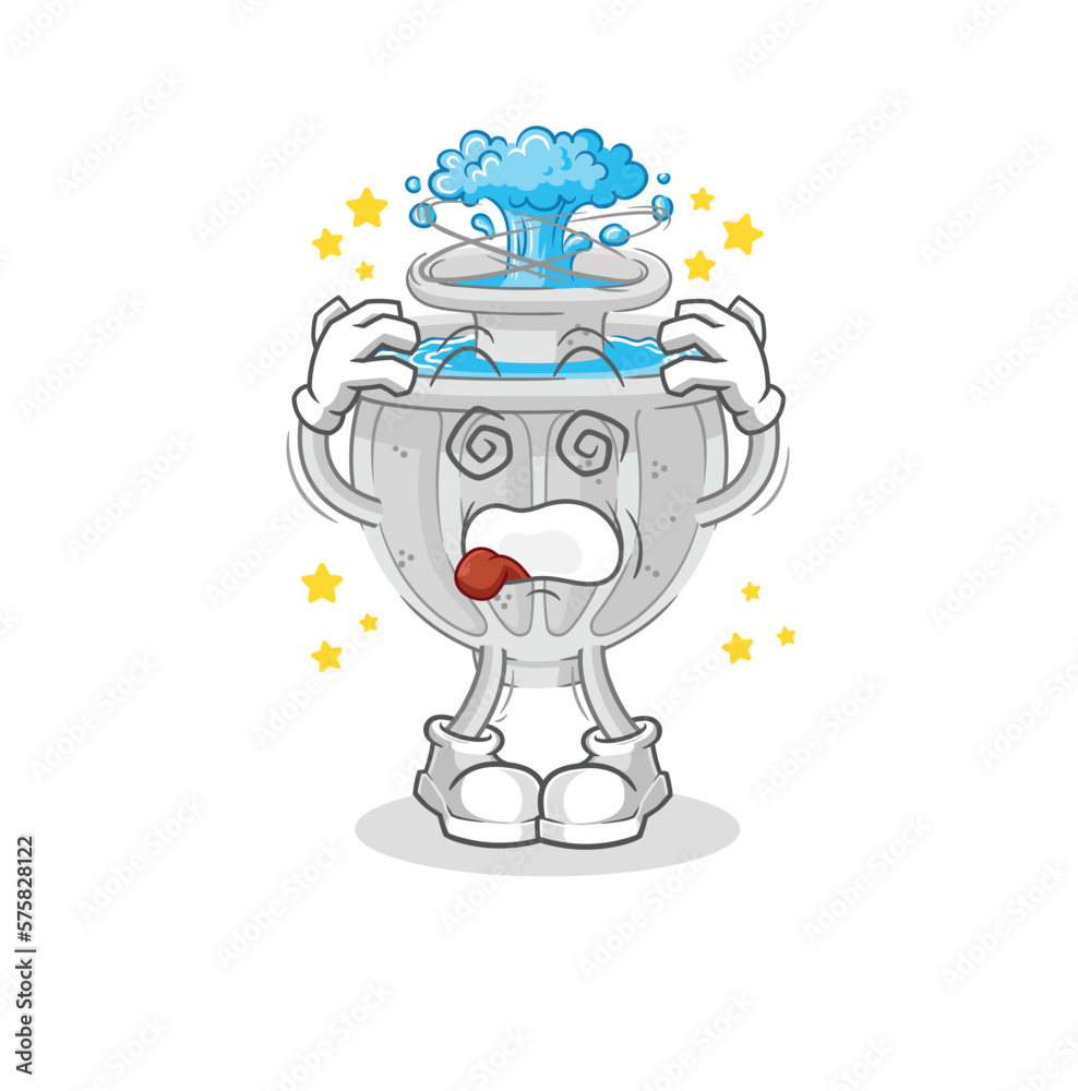 Canvas Prints water fountain dizzy head mascot. cartoon vector