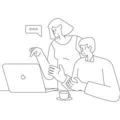 Revision People Communication Outline 2D Illustration