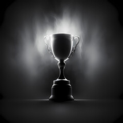 Champion Trophy On A Black Backgound. Generative AI