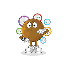 avocado stone with wristwatch cartoon. cartoon mascot vector