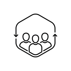 employee retention with abstract staff icon. outline unity or human resource logotype graphic stroke design web element isolated on white. concept of relationship support or loyalty program pictogram