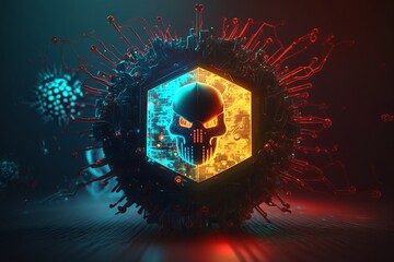 Computer Virus Background. Malware, Ransomware, Spam, Phishing, Hacked or Attact Computer Concept. Generative Ai