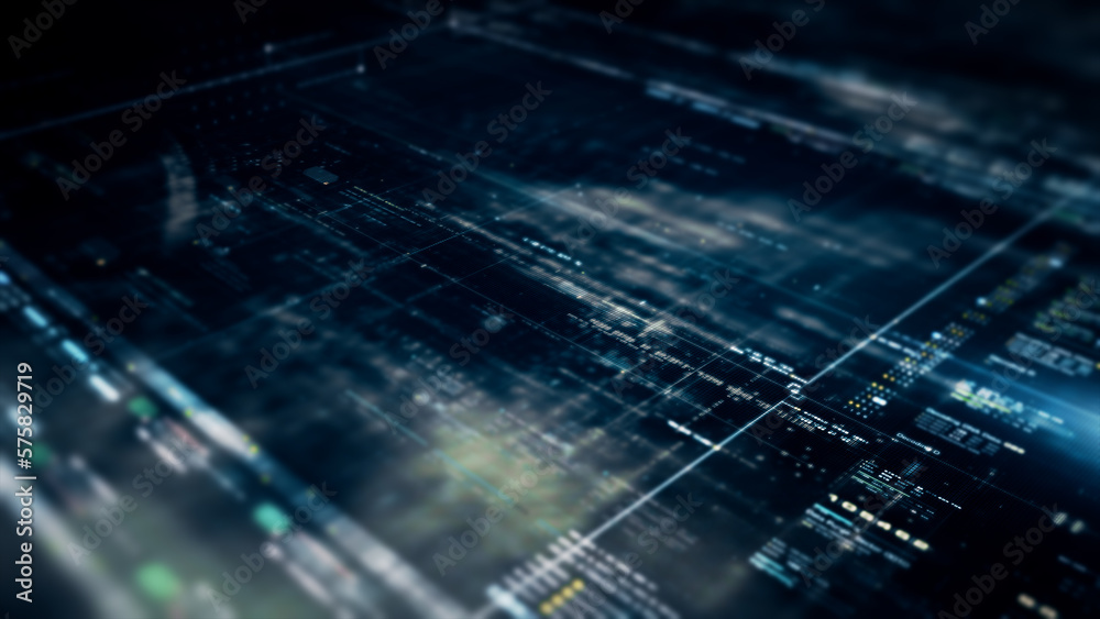 Aufkleber Advanced data matrix telemetry, meta, metaverse, and encrypt source code database numbers simulation in cyber space environment for head up display background