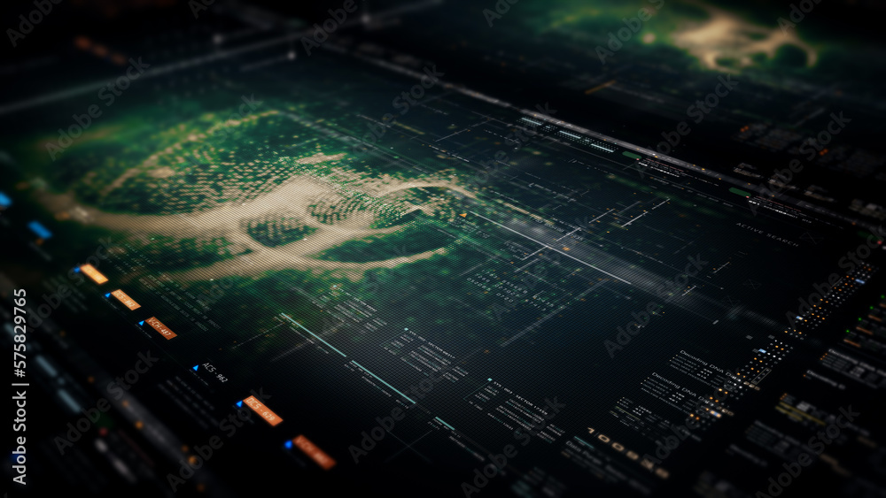Aufkleber Advanced data matrix telemetry, meta, metaverse, and encrypt source code database numbers simulation in cyber space environment for head up display background