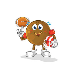 avocado stone playing rugby character. cartoon mascot vector