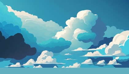 空と雲　夏のイメージ　背景イラスト　generative AI