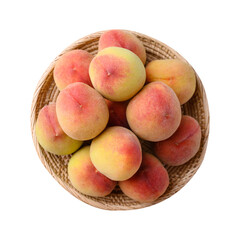 Fresh peach fruit in basket