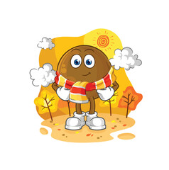 Obraz na płótnie Canvas avocado stone in the autumn. cartoon mascot vector