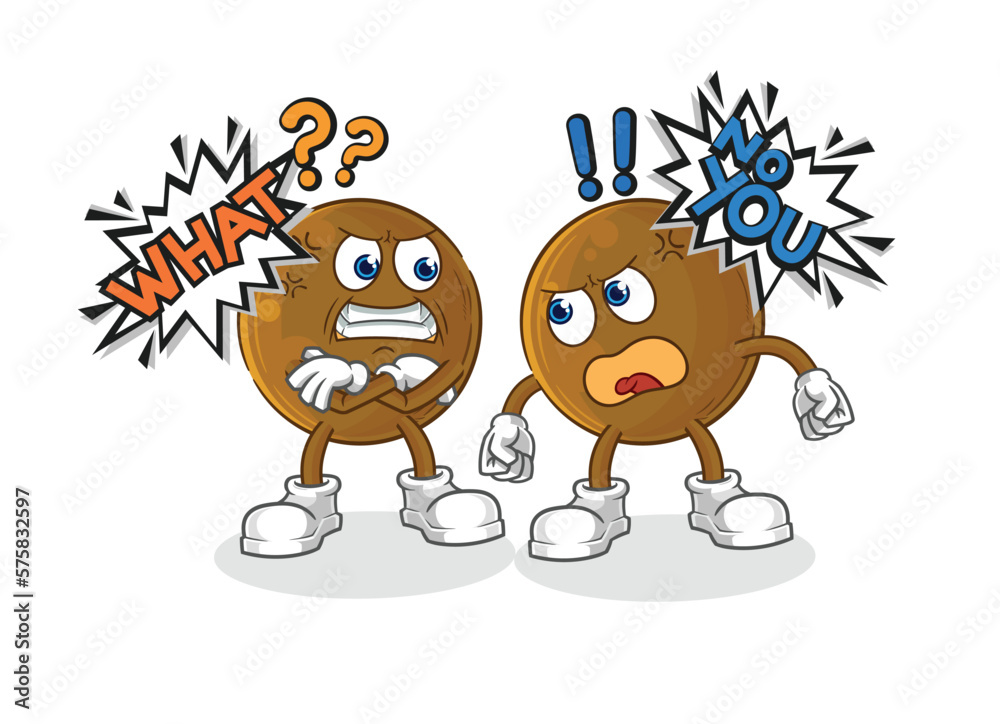 Poster avocado stone arguing each other cartoon vector