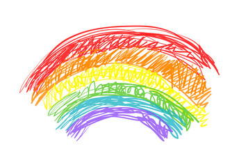 Children's drawing. Сolorful rainbow