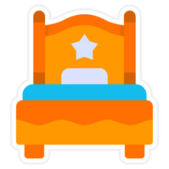 Single Bed Sticker Icon