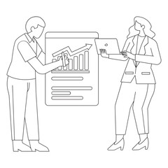 Explained 3 People Finance Outline 2D Illustration