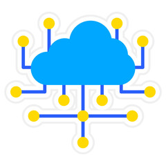 Cloud Computing Sticker Icon