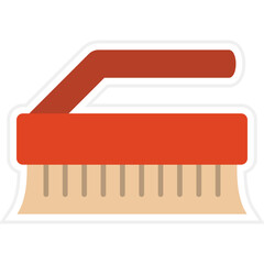 Cleaning Brush Sticker Icon