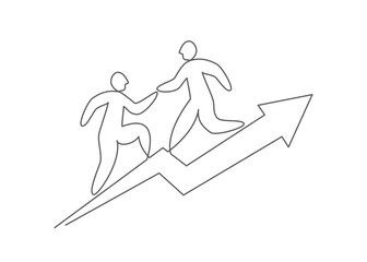 Teamwork One line drawing on white background
