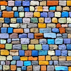 Wall mosaic stones colorful creative. Generative AI