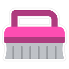 Cleaning Brush Sticker Icon