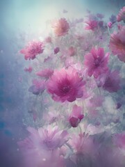 Abstract flowers in pastel tones.