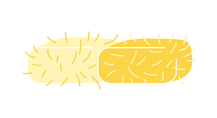 Bale of hay. Sticker with square haystacks in hayloft. Pile of dry grass or straw for animals and livestock. Farming and agriculture. Cartoon flat vector illustration isolated on white background