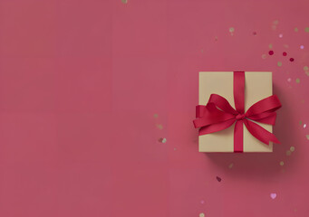 gift box on pink background, generative art by A.I.
