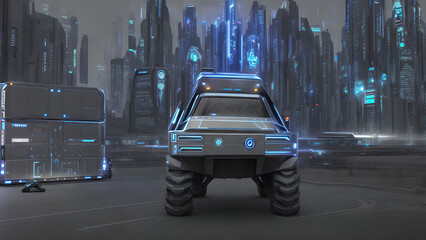 futuristic modern truck, generative art by A.I.