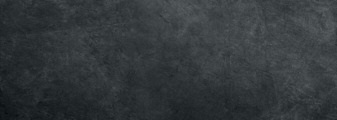 black white concrete wall , grunge stone texture , dark gray rock surface background panoramic wide banner - obrazy, fototapety, plakaty