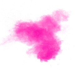 Fototapeta na wymiar Pink powder explosion on white background. Freeze motion of pink powder splash.