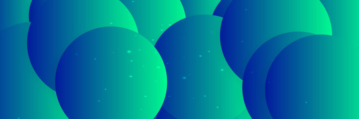 Modern Blue and Green Banner with Geometric Design