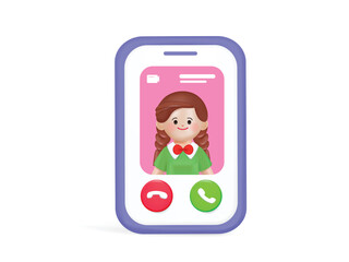 3d Virtual Conference Video call communication. Calling phone contact id. Social media platform. 3d vector cartoon people design.
