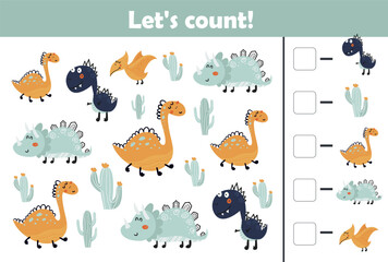 Obraz premium Counting game for kids, allows you to master math counting. Printable training sheet
