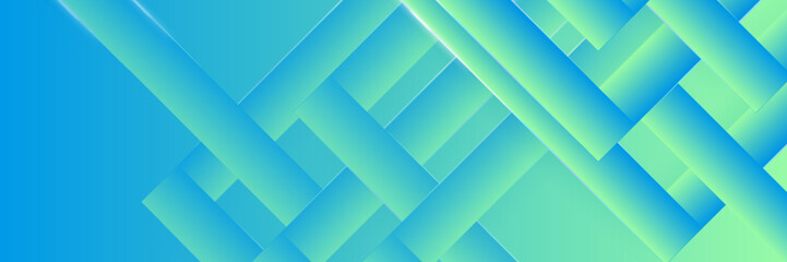 Obraz premium Simple Blue and Green Banner Template for Web Design