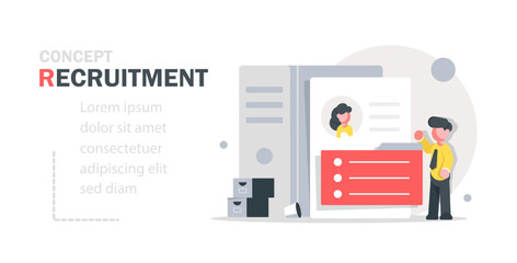 People Characters Choosing Best Candidate for Job,Recruitment Process. Human Resource Management and Hiring Concept