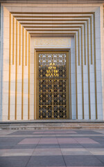Gate with gold ornaments and a mosque in Ankara, Millet Mosque, Ankara