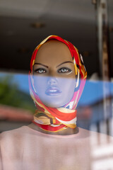 A mannequin for displaying the hijab, 
religion and belief concept