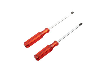 screwdriver on white background ,  screwdriver is the most common hand tool.