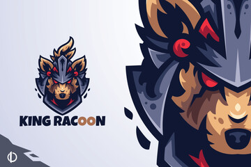 Racoon - Mascot & Esport logo template, All elements in this template are editable