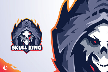 Skull King - Mascot & Esport logo template, All elements in this template are editable