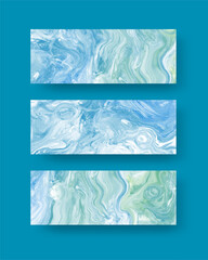 Elegant banner template design with blue paint set.