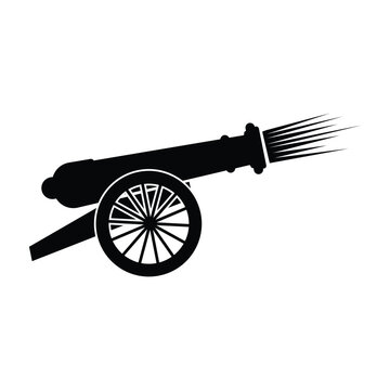 black cannon firing, white background clip art preview