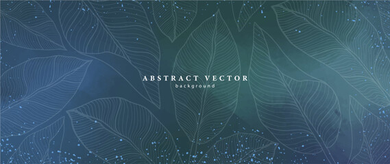 Blue abstract vector background with transparent leaves for decor, covers, backgrounds, wallpapers