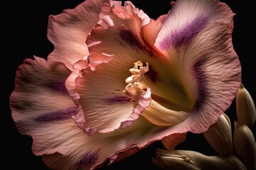 The idea of a gladioli flower captured in a close-up macrophotograph Generative AI