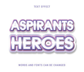 aspirants heroes text effect editable eps cc