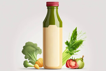 Vegetable juice bottle mockup. Bottles for juice. Multiple bottles isolated on white background. Blank label. Generative AI