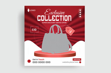 ladies bag social media post tamplate editable eps vector
