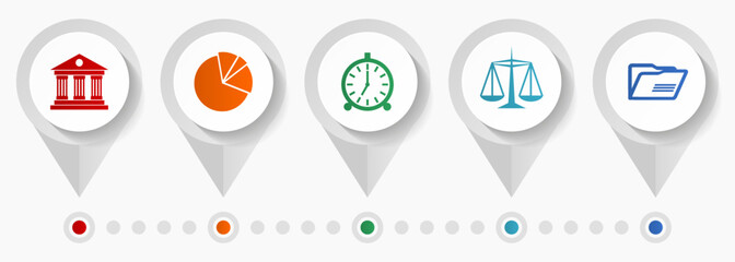 Education vector icons, school flat design web pointers collection, business concept infographic template