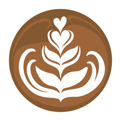 Wing Tulip Latte art Coffee Logo Design on white background, Vector illustration