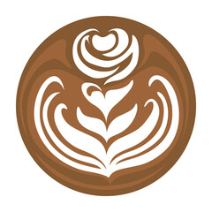 Rose Latte art Coffee Logo Design on white background, Vector illustration