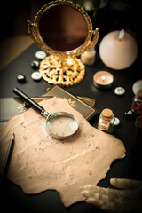 Astrological forecast, mysticism and science concept. 